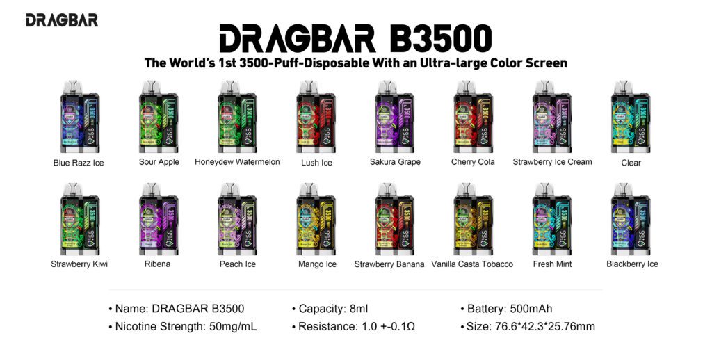 Dragbar B3500 | Vape Desechable 5% 3500+ Puffs | Vapelab