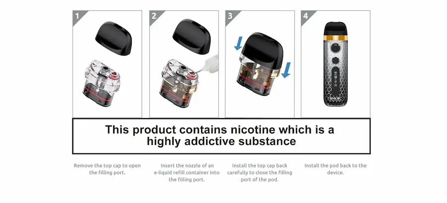 Pod de Repuesto Smok Novo 5 compatible con dispositivos Smok Novo 5 y Novo 6 con resistencia integrada de 0.7 ohm