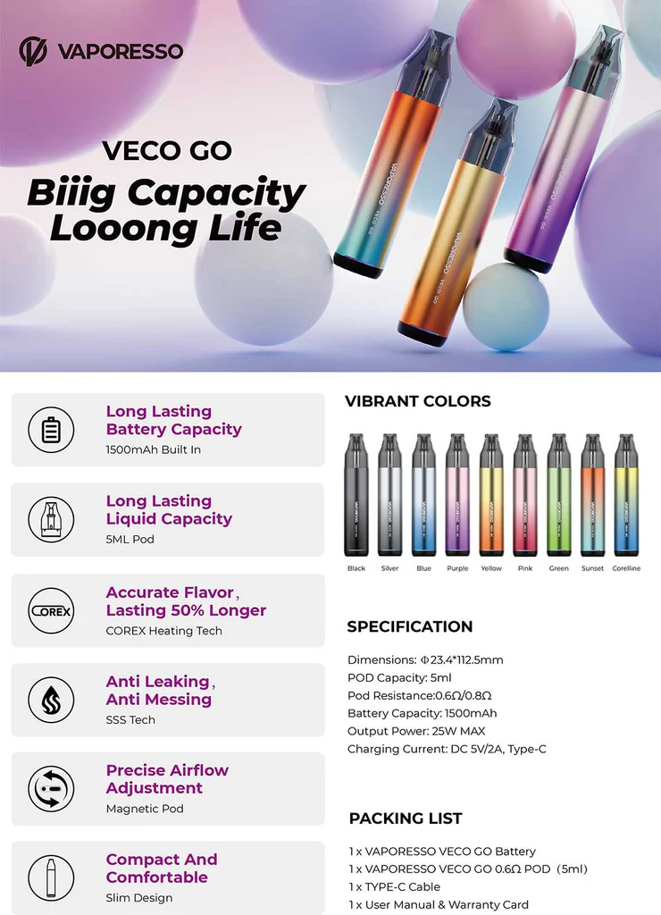 VAPORESSO Veco Go Kit | 1500mAh - 5ml
