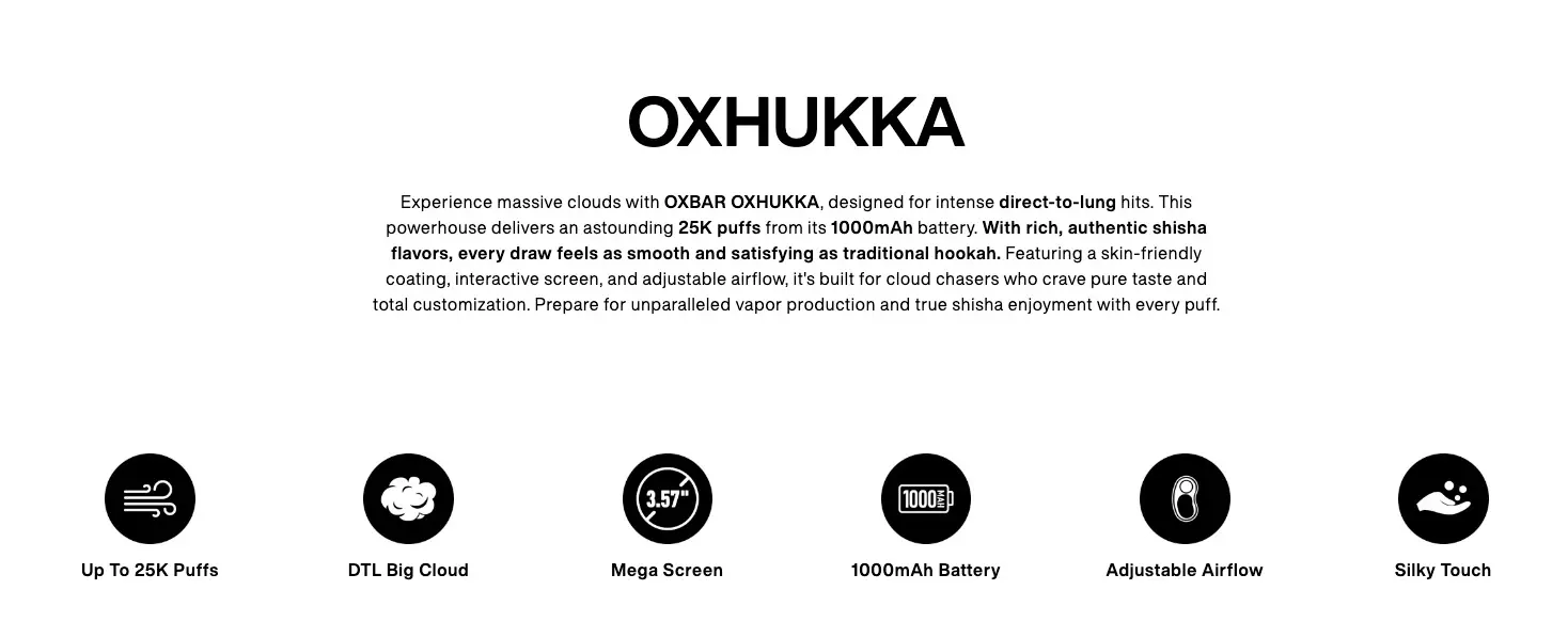OXBAR OXHUKKA 25K vape desechable con 25000 puffs