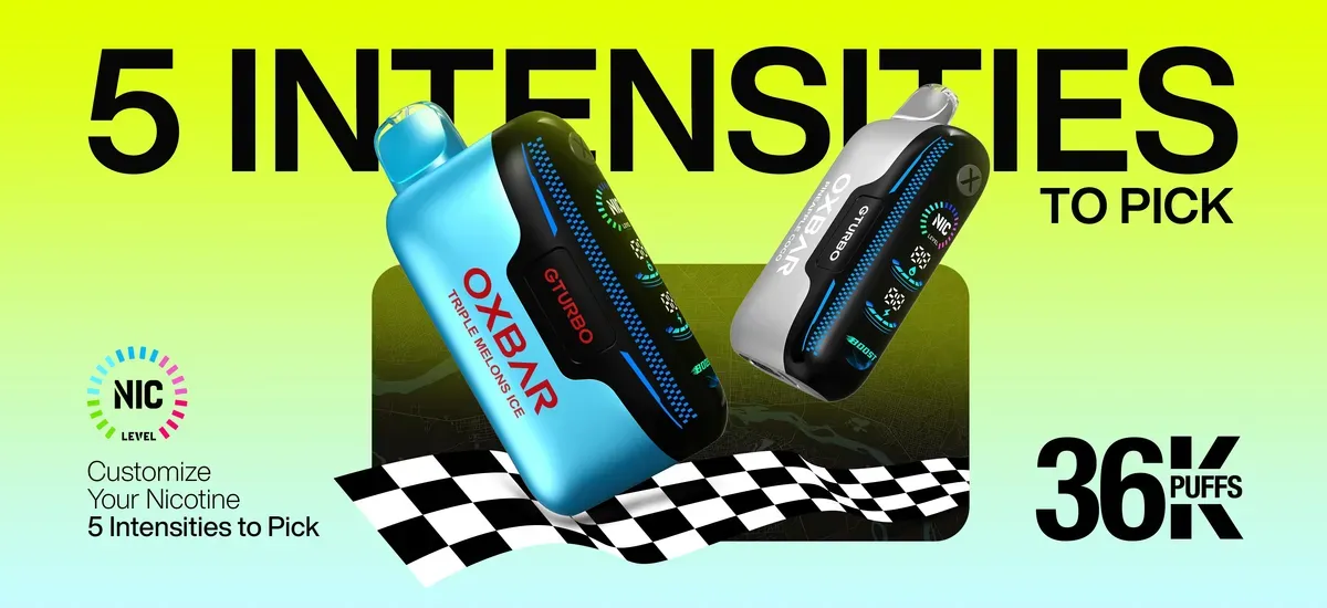 Oxbar GTurbo 36K vape original con diseño moderno, gran duración y experiencia equilibrada para usuarios de vapes desechables