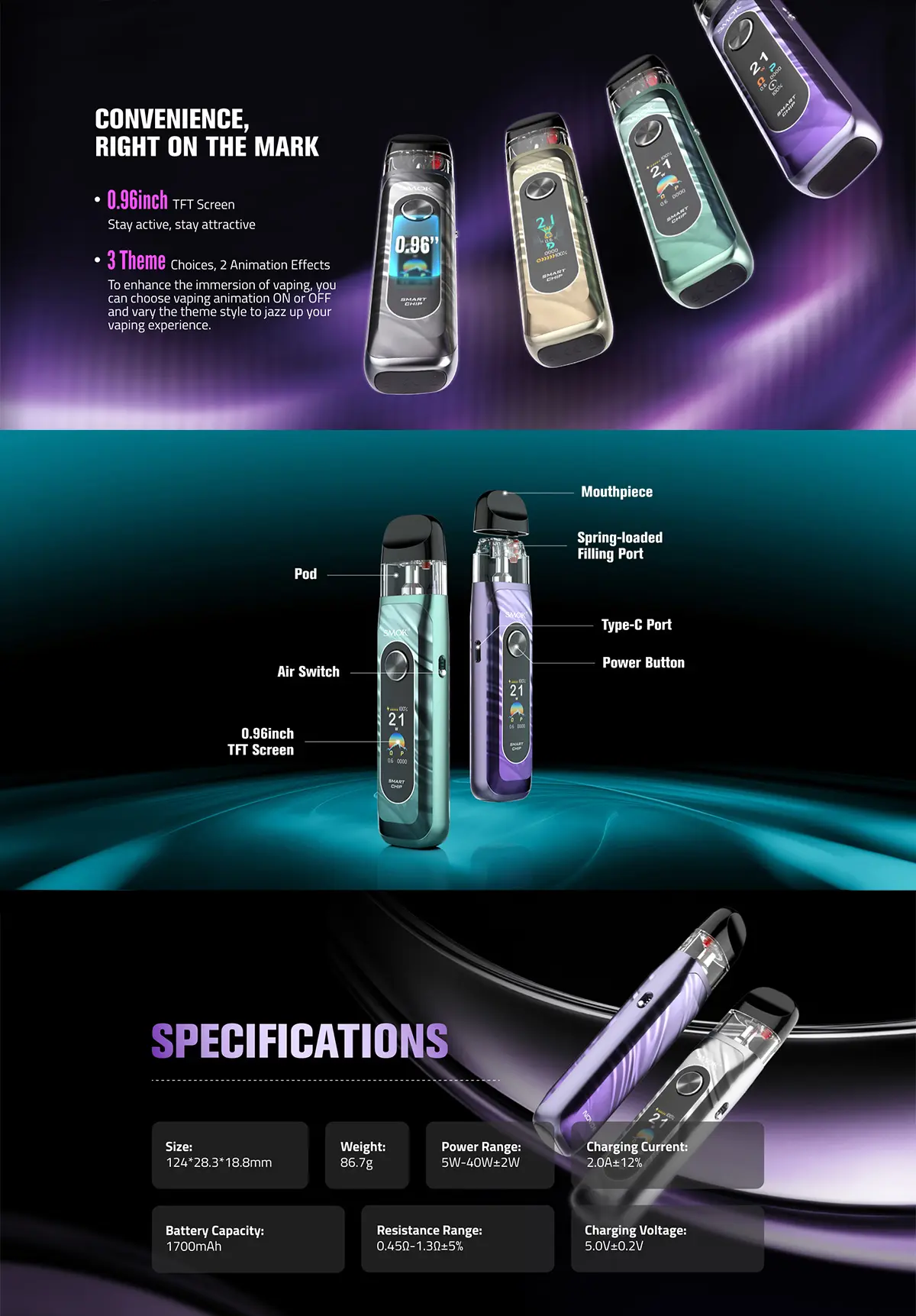 Smok Novo 6 Kit 1700 mAh vape pod potente y compacto | Vapelab