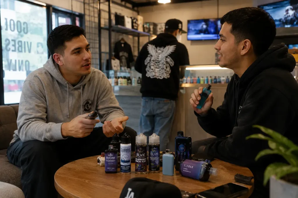 Comparativa de vapes y e-líquidos Blueberry disponibles en México.